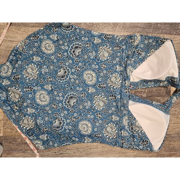 Boden Ithaca Halter Swimsuit Swim One Piece Women 16-18 long new blue paisley - Picture 6 of 6